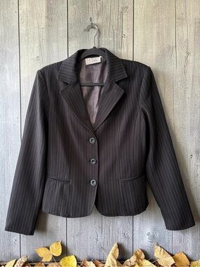Daniel Laurent Black/Grey Pinstripe Blazer Jacket